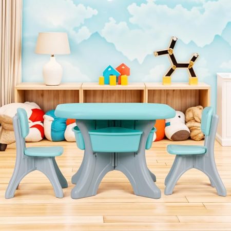 Kids Activity Table and Chair Set with Toy Storage Bins